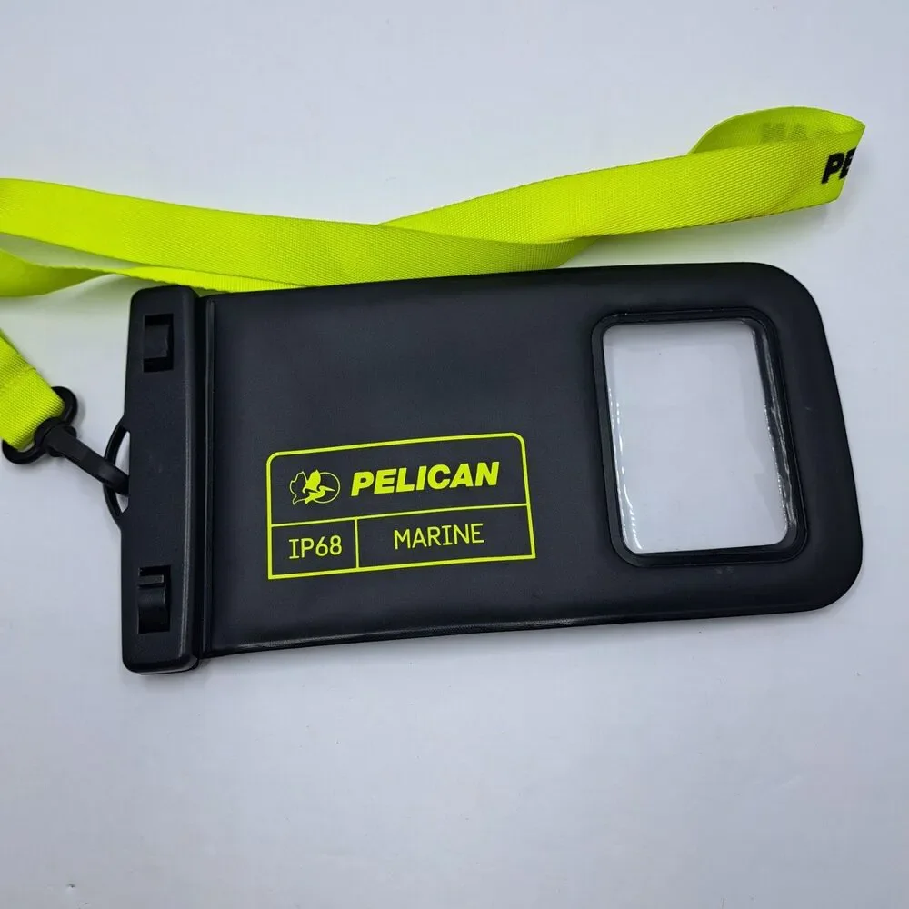 Pelican Marine Waterproof Phone Pouch Floating Case IP68 Neon Yellow Lanyard